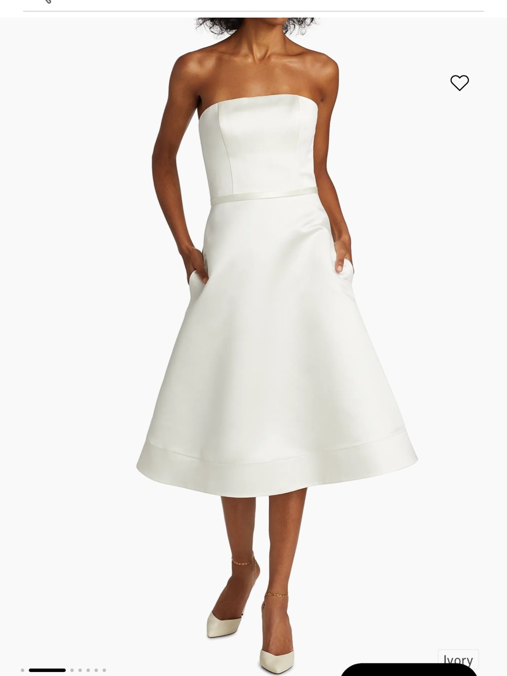Amsale Ivory Fit-and-Flare Midi Dress